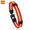 Bracciale intrecciato in pelle PU bandiera Spagna con fibbia nera per tifosi - Stile Spagna
