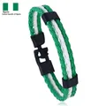 Détail du bracelet tressé drapeau Nigeria avec fermoir magnétique noir mat - Nigéria