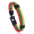 Détail du bracelet multicouche en cuir PU tressé aux couleurs du drapeau lituanien - Lituanie
