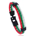 Vue détaillée du bracelet en cuir PU tressé drapeau Bulgarie avec fermoir noir mat - Bulgarie