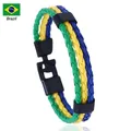 Bracciale in pelle PU intrecciata con i colori verde, giallo e blu della bandiera del Brasile - Brasile