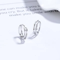 Orecchini a cerchio minimalisti in argento sterling S925 stile bambù finitura lucida - Argento 925 / Oro Bianco