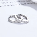 S925 sterling silver geometric hoop earrings with sparkling cubic zirconia stones - 925 Silver / White Gold