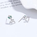 S925 zilveren slangenoorknopjes met witte zirkonia en smaragdgroene edelsteen ogen - 925 zilver / Witgoud