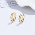 Eleganti orecchini a cerchio in argento S925 placcato oro 18K con design a bambù traforato - Argento 925 / Oro