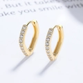 Elegant gold S925 silver hoop earrings with a V-shaped row of sparkling zircons - 925 Silver / Gold