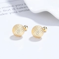 Orecchini a sfera in argento S925 dorato con trama a taglio diamante e chiusura a vite - Grande / Oro