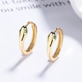 Chic S925 silver snake earrings in gold finish with emerald zircon eyes and hoop design - 925 Silver / Gold