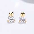 Orecchini a perno in argento S925 dorato con zircone a 3 griffe e chiusura a vite - Oro / 4mm