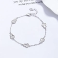 S925 Sterling Silber Armband mit fünf hohl gearbeiteten Hulu-Anhängern und Perlenrand - 925er Silber / Platin Armband