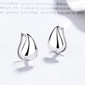 Orecchini a goccia in argento sterling 925 con finitura a specchio dal design minimalista - Argento 925 / Oro Bianco