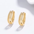 Orecchini a cerchio a tre file di perline in argento 925 finitura oro - Oro