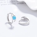 Pendientes de aro de plata de ley 925 con colgantes irregulares de piedra de luna azul - Plata 925 / Platino (Turquesa)