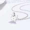 Elegante ciondolo a farfalla in argento sterling 925 con ali testurizzate su catena sottile - Oro Bianco