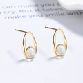 S925 sterling silver gold plated stud earrings with drop design and moonstone gem - 925 Silver / Gold Moonstone