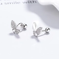 S925 sterling zilveren vlinder oorbellen met witte zirkonen en schroefsluiting - 925 zilver / Witgoud