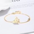 Elegant 925 sterling silver butterfly bracelet in gold finish with a single zircon stone - 925 Silver / Gold
