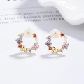 Exquisite vergoldete 925er Silberohrstecker mit buntem Schmetterling und Blumendesign - 925er Silber / Gold