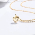 Elegante Halskette Herz S925 Silber Gold mit Sternen-Kristallen und feiner Gliederkette - Halskette / Gold