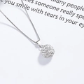 Sparkling Shamballa silver ball pendant necklace with full crystal pavé on box chain - 925 Silver / White Gold Color (White Rhinestone 8mm)
