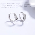 925 silver dolphin-shaped hoop earrings with shimmering pavé cubic zirconia - White Gold