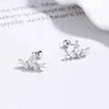 925 silver crown stud earrings with sparkling cubic zirconia and secure screw back balls - 925 Silver / White Gold