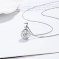 925 sterling silver necklace featuring a full diamond crystal ball pendant in silver - 925 Silver / White Gold Color (White Rhinestone 10mm)