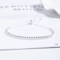 Minimalist 925 sterling silver beaded bracelet with adjustable slider clasp - 925 Silver / Silver