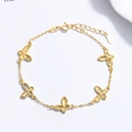 Elegante pulsera de mariposa en plata de ley 925 con cinco colgantes dorados para mujer - Plata 925 / Dorado