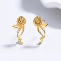 Eleganti orecchini a lobo rosa dorata in argento 925 con nastro fluido - Argento 925 / Oro (Con Tappi in Gomma)