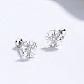 Orecchini a croce in argento 925 con zircone scintillante e chiusura a vite - Argento 925 / Oro Bianco