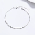 Dreireihiges 925 Sterling Silber Schlangenkette Armband mit Wassertropfen Anhänger - 925er Silber / Silber
