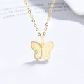 Elegant 925 silver butterfly pendant necklace with golden finish and thin O-link chain - 925 Silver / Gold