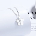 925 silver butterfly necklace featuring textured asymmetric wings and a polished link chain - 925 Silver / Silver