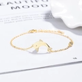 Elegant 925 silver golden dolphin bracelet with LOVE engraving and clear zircon stone - 925 Silver / Gold