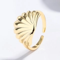 925 silver shell-shaped adjustable open ring in gold finish with radial texture - Adjustable Open / Gold