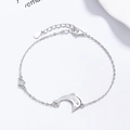 Silver dolphin charm bracelet with 'YOU' engraving and sparkling zircon stone - 925 Silver / White Gold