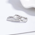 Sleek 925 sterling silver bamboo joint hoop earrings with polished metallic finish - 925 Silver / White Gold