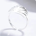Adjustable S925 sterling silver ring featuring a textured shell pattern design - Adjustable Open / Silver