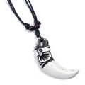 Retro handmade woven necklace with resin elephant totem pendant on white background - Elephant Head Tusk Style (SN025)
