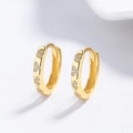 Pendientes de aro de plata 925 con baño de oro y dijes de flores de circón brillante - Plata 925 / Dorado