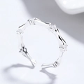 Bamboe-vormige S925 zilveren open ring met fonkelende zirkonia accenten - Verstelbaar Open / Zilver