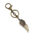 Portachiavi vintage in bronzo a forma di piuma con moschettone e dettagli foglia - Ala