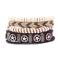 Multilayer leather bracelet set for men featuring a vintage star stud and braided ropes - Vintage Multi-layer Set (TZ135)