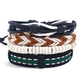 Set of 4 vintage punk leather bracelets for men featuring woven cords and beads - Multilayer Combination Style (TZ119)