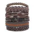 Set di bracciali multistrato in pelle intrecciata retrò da uomo con freccia - Set da 6 Pezzi