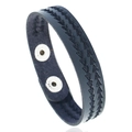 Schwarzes Lederarmband mit doppelten Dreiecksnahtdetails und Metalldruckknöpfen - Schwarz