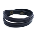 Doppelt gewickeltes schwarzes Lederarmband mit goldener Schraubverzierung im Punk-Stil - Schwarz