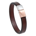 Dunkelbraunes Lederarmband für Herren mit Silber-Roségold-Magnetschließe - 20.5CM / Dunkelbraun