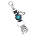 Blauwe zodiac lederen sleutelhanger met maanhanger en glazen hanger met nummering - Enkele Verpakking / Kreeft